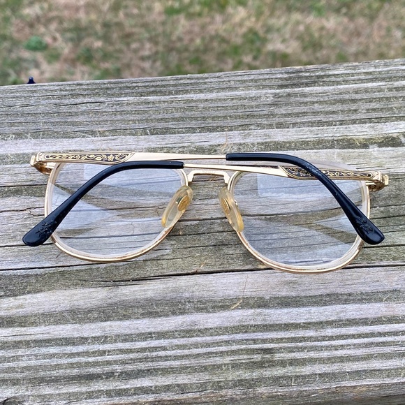 Laura Ashley Isabelle Black and Gold metal glasses frames 52[]17 135 vintage